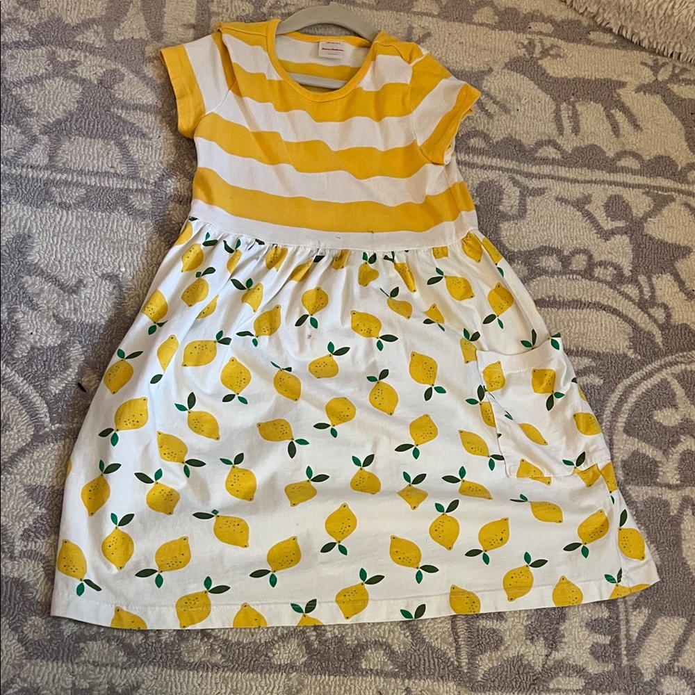 Hanna Andersson Yellow and White Lemon-Print Cotton Dress